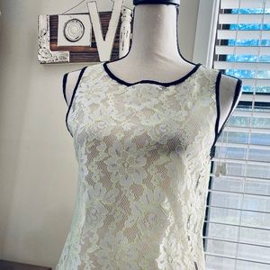 Kerimsa top, white/neon yellow lace, black detail